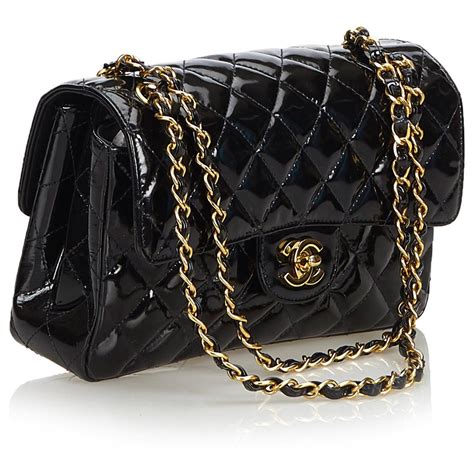 sac chanel noir vernis|sac chanel vintage.